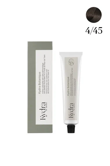Kydra Botanique Ammonia-free hair color treatment cream with tinctorial plants and Tiare flower oil 4/45 Copper Mahogany Brown Крем-краска для волос без аммиака на основе растительных пигментов Kydra Botanique 60мл Kydra Botanique Ammonia-free hair color treatment cream with tinctorial plants and Tiare flower oil 4/45 Copper Mahogany Brown Крем-краска для волос без аммиака на основе растительных пигментов Kydra Botanique 60мл